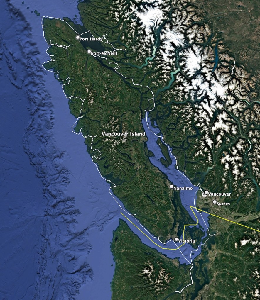 ur proposed voyage map circumnavigating Vancouver Island.