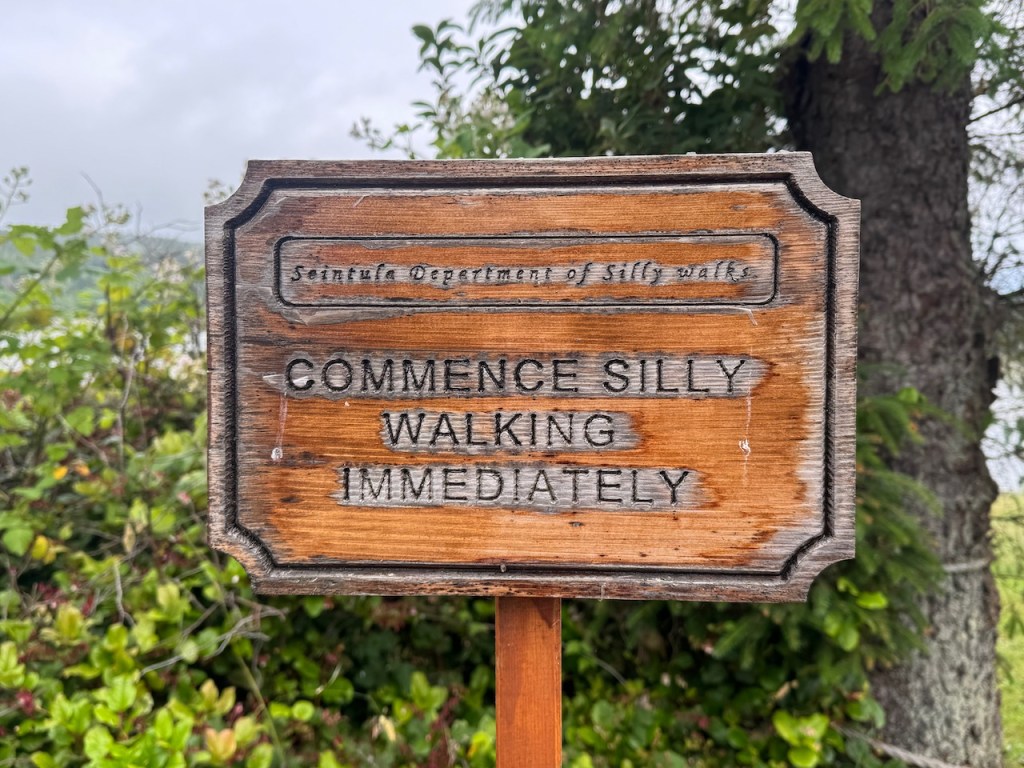 Sign that says: Commence Silly Walking Immediately