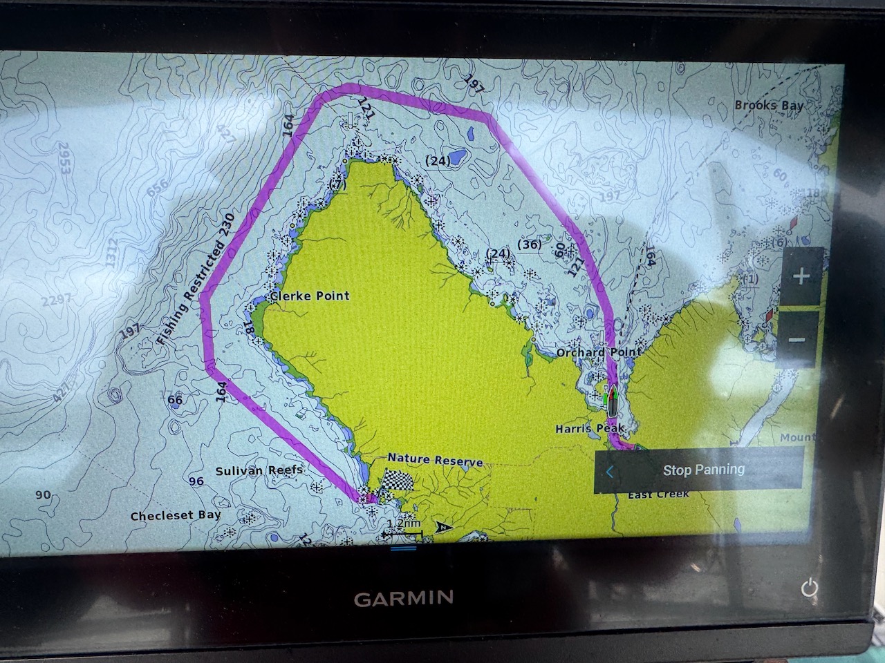 Chart plotter showing our route around the Brooks Peninsula.